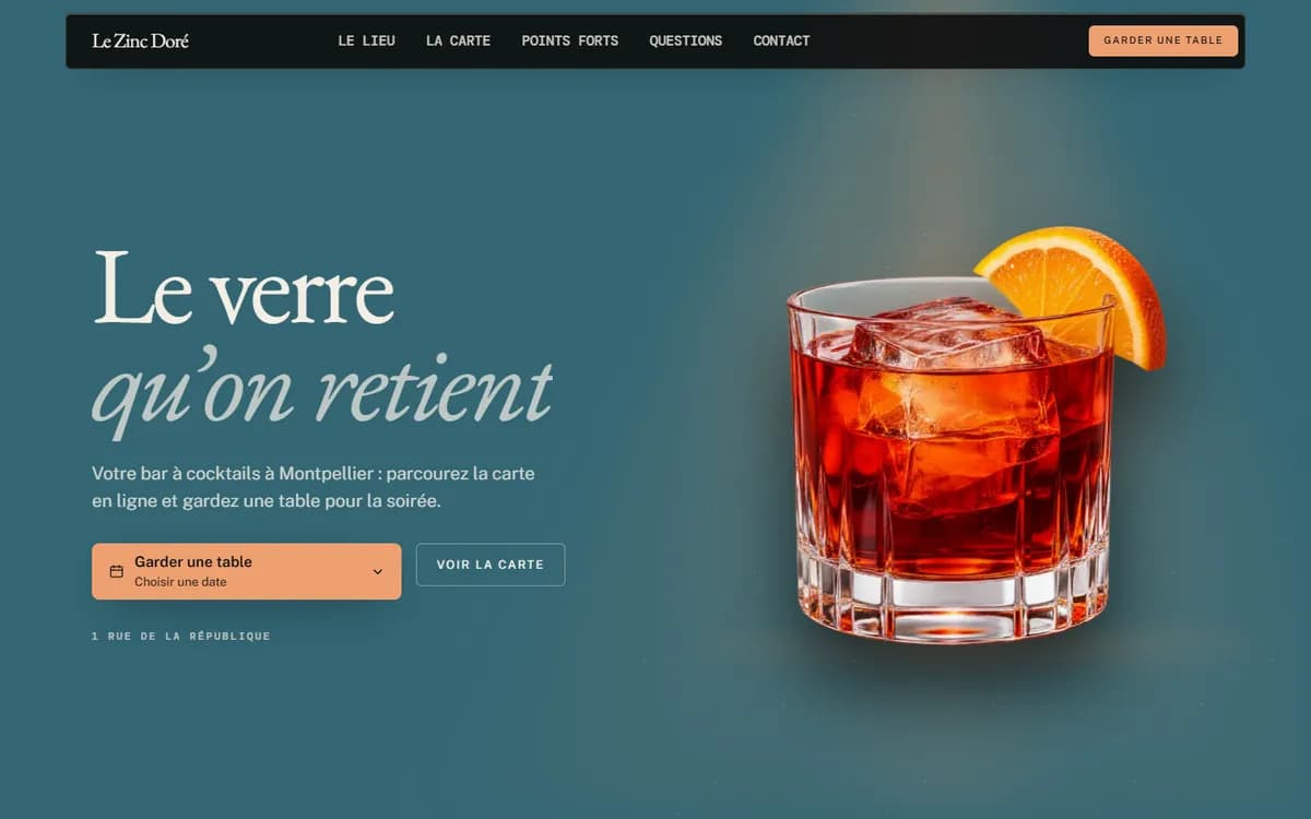 Site de démonstration : Bar à cocktails à Montpellier